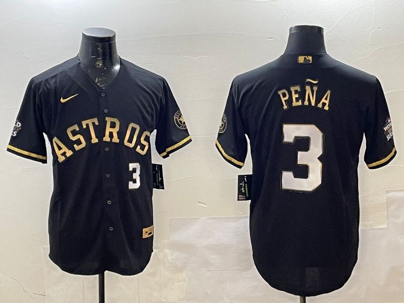 Men Houston Astros #3 Pena Black Gold Game 2025 Nike MLB Jersey style 1->detroit lions->NFL Jersey